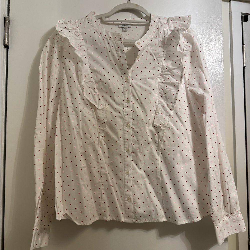 J Crew ruffle heart blouse XXL